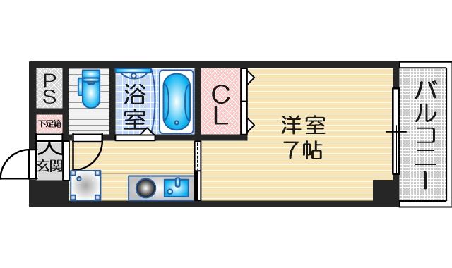 アヴァンセクール江坂(1K/2階)の間取り写真