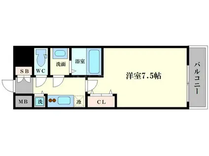 ジアコスモ大阪ベイシティ(1K/8階)の間取り写真