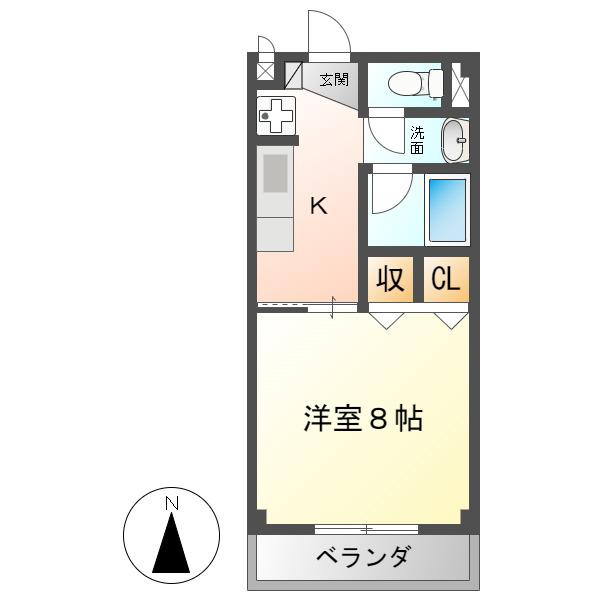 ESPOIR IWASE(1K/1階)の間取り写真