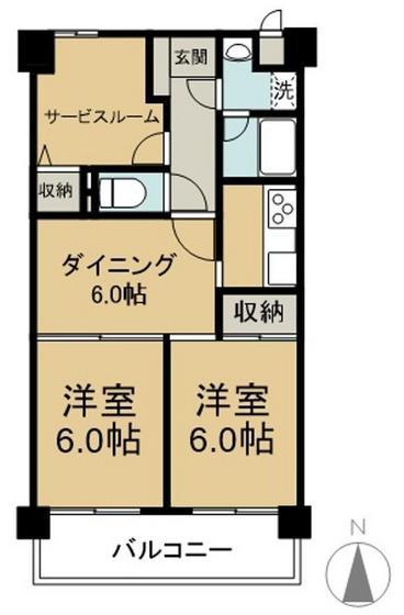 ライオンズマンション倉敷松島(2SDK/7階)の間取り写真