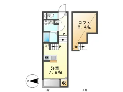 オプティマルコーポⅡ(1K/1階)の間取り写真