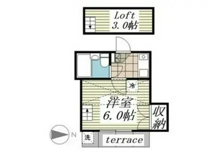 パレス六名(1K/1階)の間取り写真