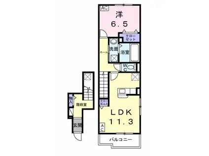 コントレイル(1LDK/2階)の間取り写真