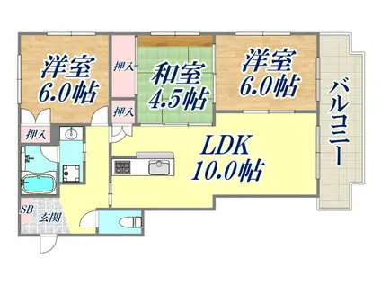 パラディオンⅠ(3LDK/2階)の間取り写真