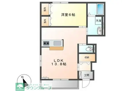 ラ・パッセ・デラ・メンテ(1LDK/1階)の間取り写真