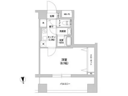 スカイレジデンス中落合(1K/5階)の間取り写真