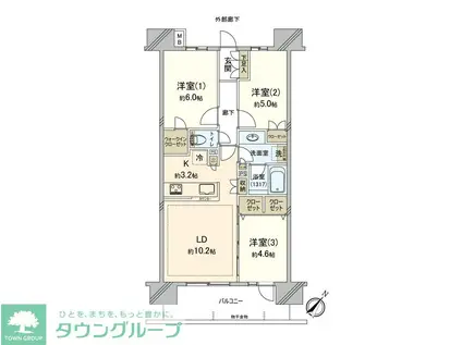 ファインレジデンスふじみ野(3LDK/11階)の間取り写真
