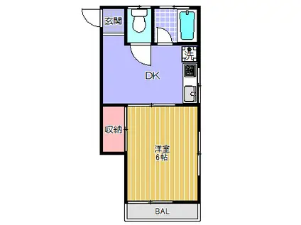 ハイツリヨン(1DK/2階)の間取り写真