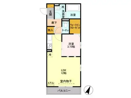 アプリコットガーデンA(1LDK/1階)の間取り写真