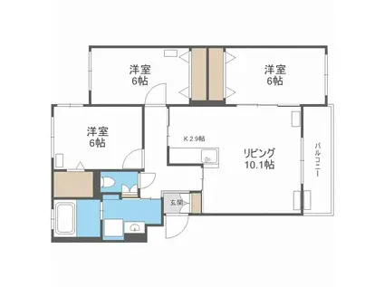 グランメール石山通(3LDK/1階)の間取り写真