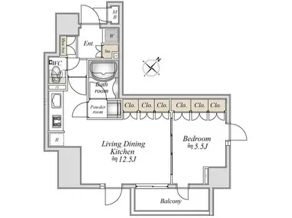 ラドゥセール巣鴨(1LDK/8階)の間取り写真