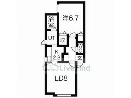 コンフォート中の島 V(1LDK/2階)の間取り写真