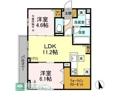 グランテージ海神G(2LDK/1階)の間取り写真