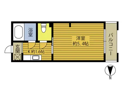 第2聖晃コーポ(1K/2階)の間取り写真