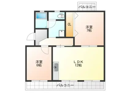 SUPERIORII(2LDK/1階)の間取り写真