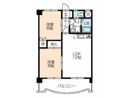 フィオーレ豊橋(2LDK/5階)の間取り写真