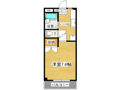 サンライズ笹部(1K/1階)の間取り写真