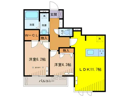 シャンプロフォンド(2LDK/3階)の間取り写真