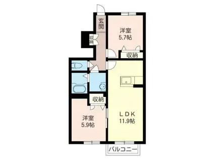 カンタービレ(2LDK/1階)の間取り写真
