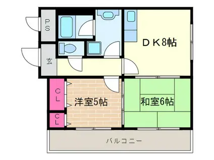 パークハイムヨシノ(2DK/5階)の間取り写真