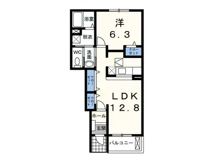 ベルヴィラージュ (1LDK/1階)の間取り写真