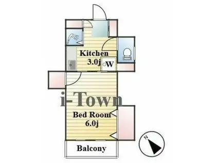 K FLAT(1K/1階)の間取り写真