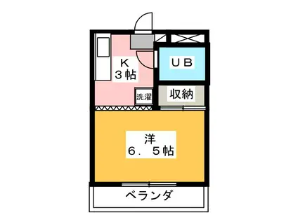 第1ふじたけマンション(1K/2階)の間取り写真