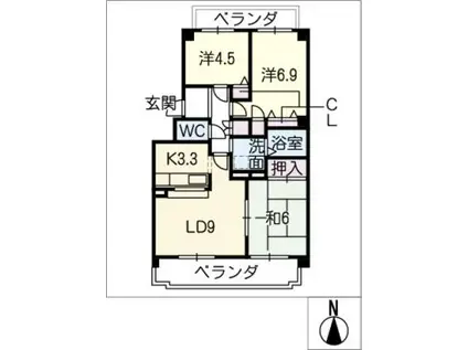 シティ・ライフ福池(3LDK/2階)の間取り写真