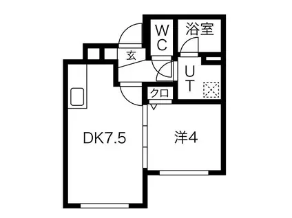 ミラネーゼ大通東 北館(1DK/1階)の間取り写真