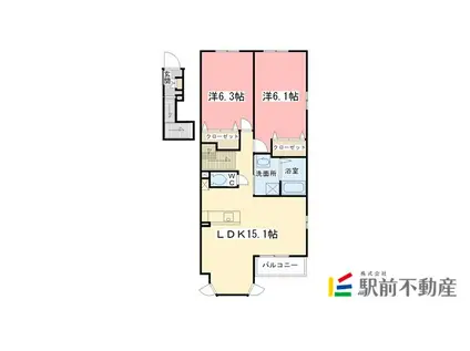 ラ・デュッサ(2LDK/2階)の間取り写真