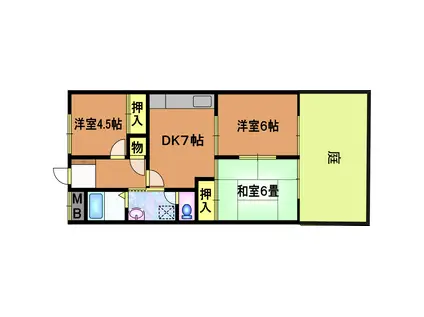 ル・シェール小林(3DK/1階)の間取り写真