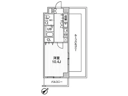 市川妙典レジデンス(1K/3階)の間取り写真