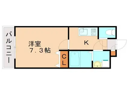 グレートフル大橋(1K/4階)の間取り写真