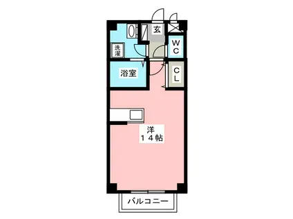エンカウンター(ワンルーム/1階)の間取り写真