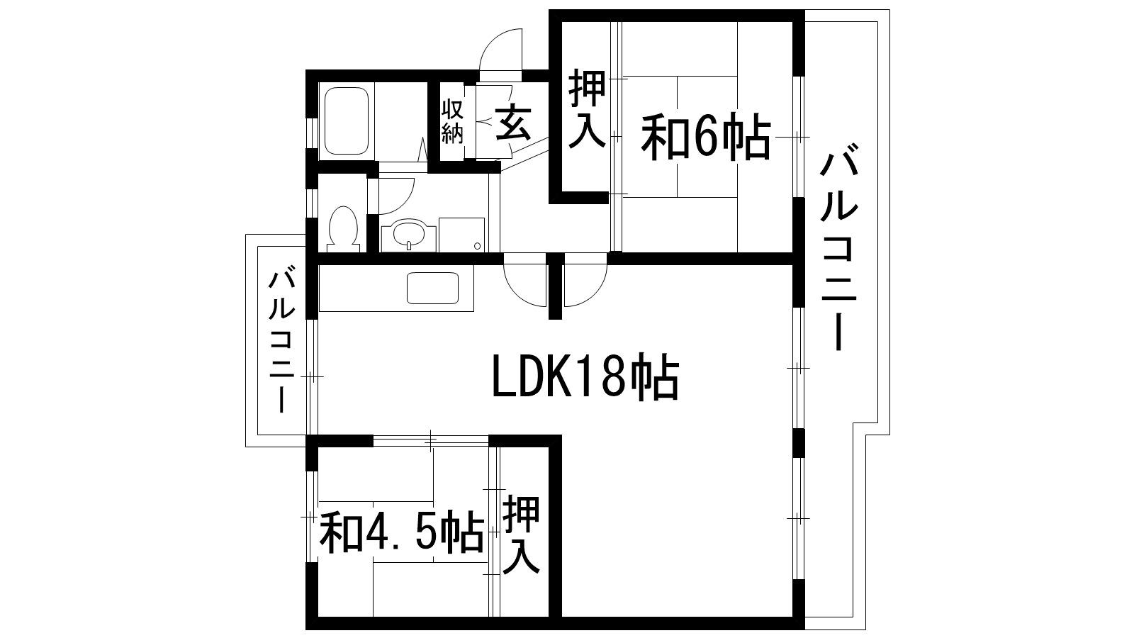 中山五月台13号棟(2LDK/4階)の間取り写真