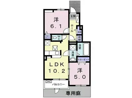 サニーガーデン C(2LDK/1階)の間取り写真