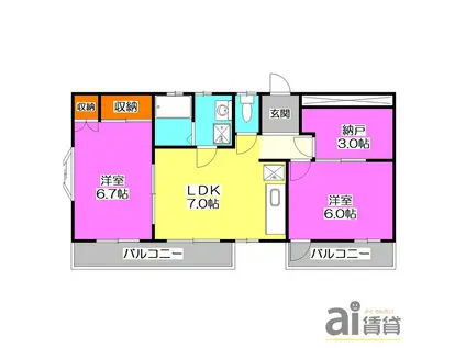 寿広ハイツ(2SDK/2階)の間取り写真