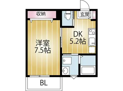 AQUE20(1DK/1階)の間取り写真