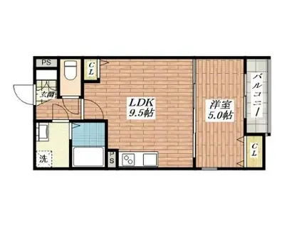 クレア―ル茨木(1LDK/1階)の間取り写真