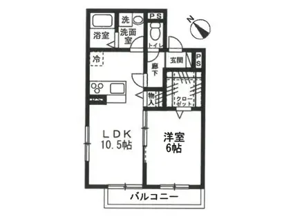 カーサスミレセグンダ(1LDK/2階)の間取り写真