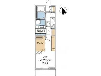 ウインドテラス津田沼II(1K/1階)の間取り写真