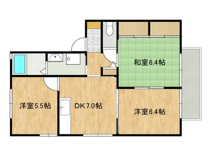 パークサイドビレッジF棟(3DK/2階)の間取り写真