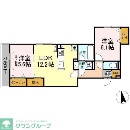 ピオネクレール(2LDK/2階)の間取り写真