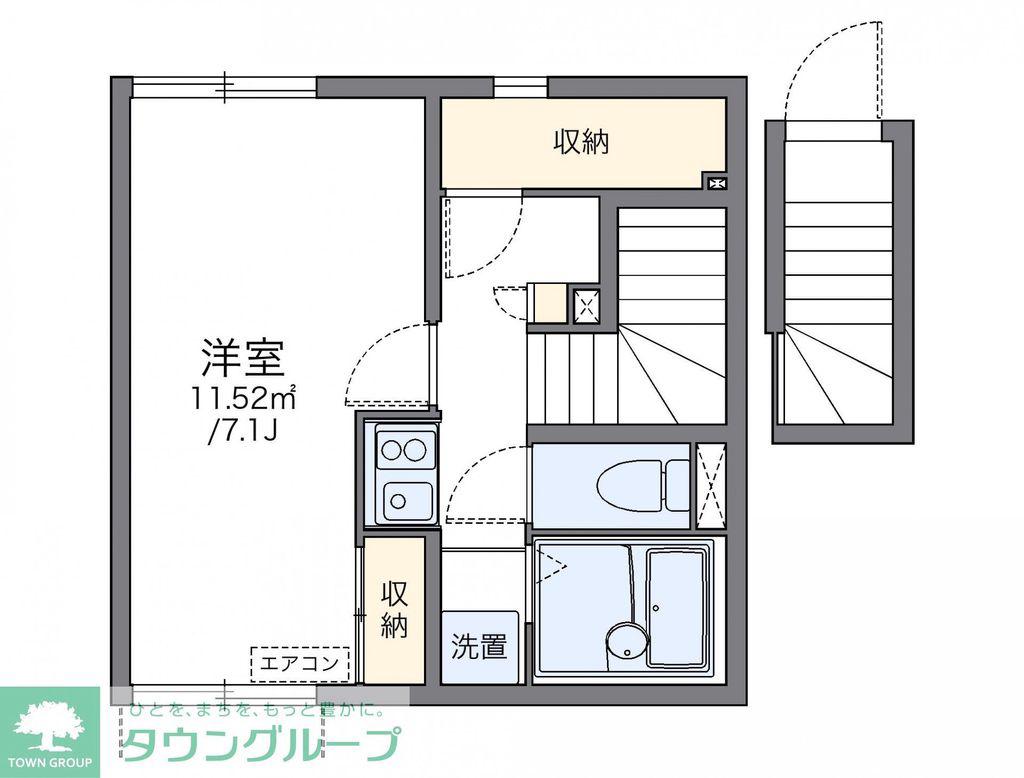 レオネクストル ソレイユ(1K/2階)の間取り写真