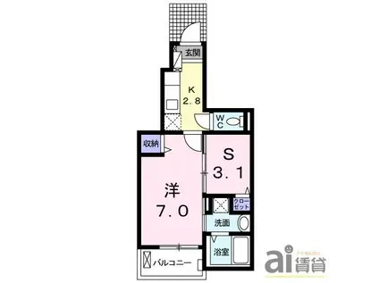 エスポワールII(2K/1階)の間取り写真