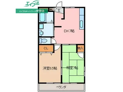 エクセレント山宝(2DK/2階)の間取り写真