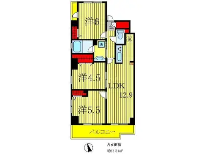 アーク金町レジデンス(3LDK/11階)の間取り写真
