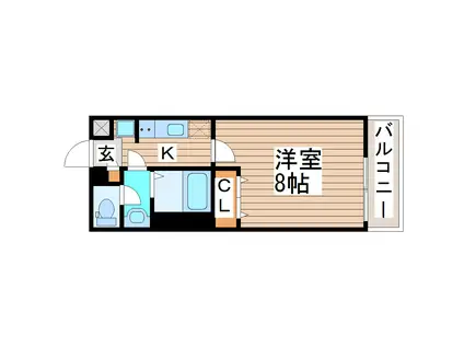 リブリ・クレールコートII(1K/2階)の間取り写真