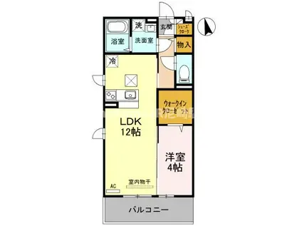 ヴィラ・デュオA棟(1LDK/1階)の間取り写真