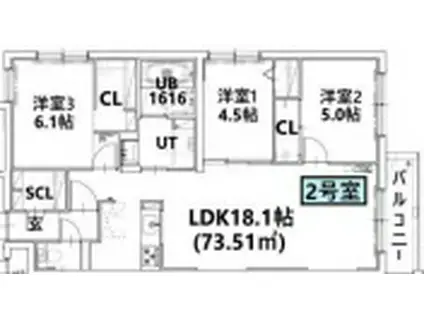 ZABO HILLS MISONO(3LDK/4階)の間取り写真